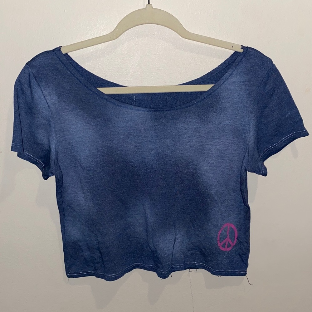 Blue Jean Peace Crop Top